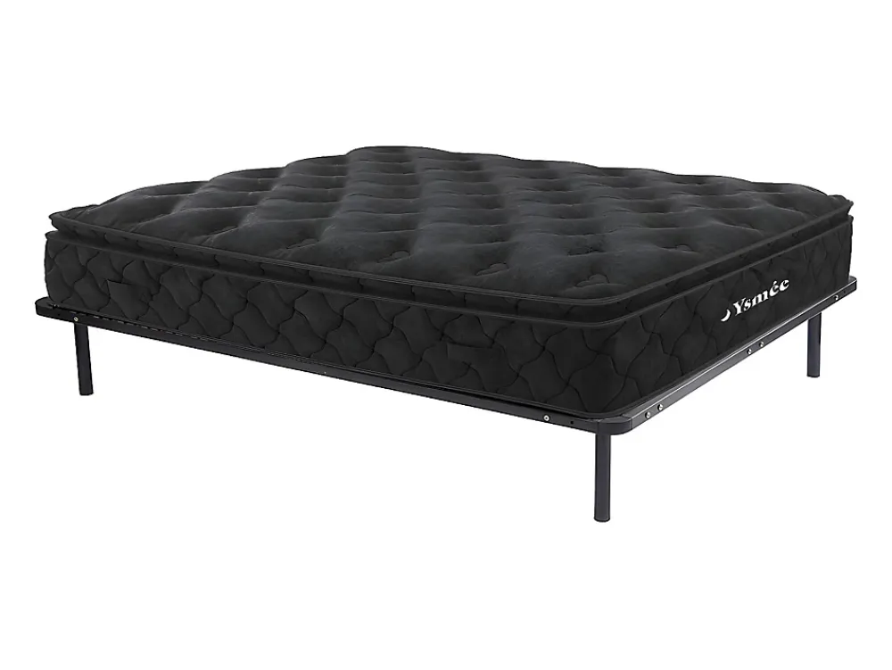 Vente-unique Ensemble 160 x 200 cm cadre à lattes + matelas ressorts ensachés surmatelas intégré ép.28cm - BLACK DREAM de YSMÉE* Ensemble Sommier Et Matelas