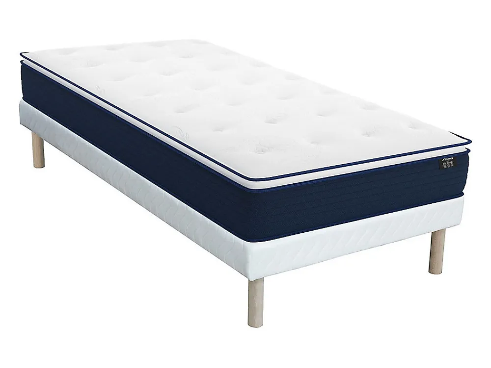 Ensemble 90 x 190 cm sommier + matelas ressorts ensachés et surmatelas intégré ép.24cm - ALTIER de YSMÉE>Vente-unique Hot