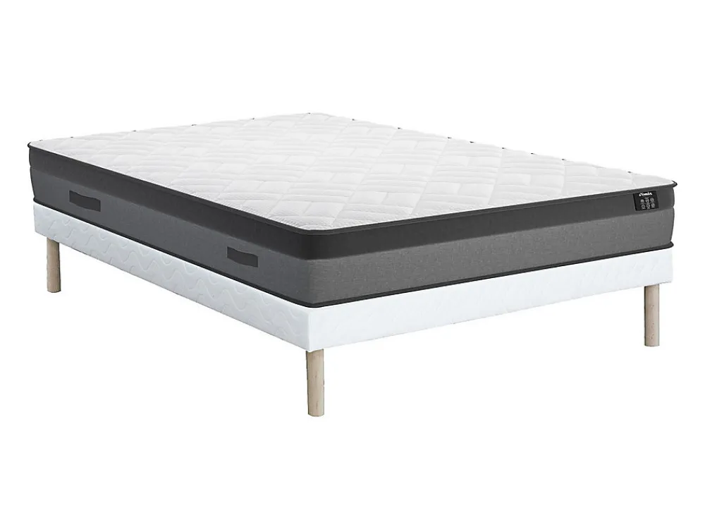 Ensemble 140 x 190 cm sommier + matelas ressorts ensachés et mémoire de forme ép.24cm - ILLUSION de YSMÉE>Vente-unique Online