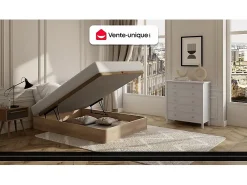 Vente-unique Ensemble 140 x 190 cm sommier coffre naturel clair + matelas ressorts ensachés 7 zones et mémoire de forme ép.24cm - MERISI de* Ensemble Sommier Et Matelas