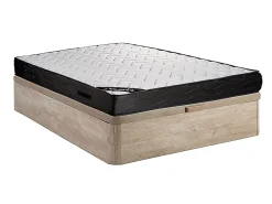 Vente-unique Ensemble 140 x 190 cm sommier coffre naturel clair + matelas ressorts ensachés 7 zones et mémoire de forme ép.24cm - MERISI de* Ensemble Sommier Et Matelas