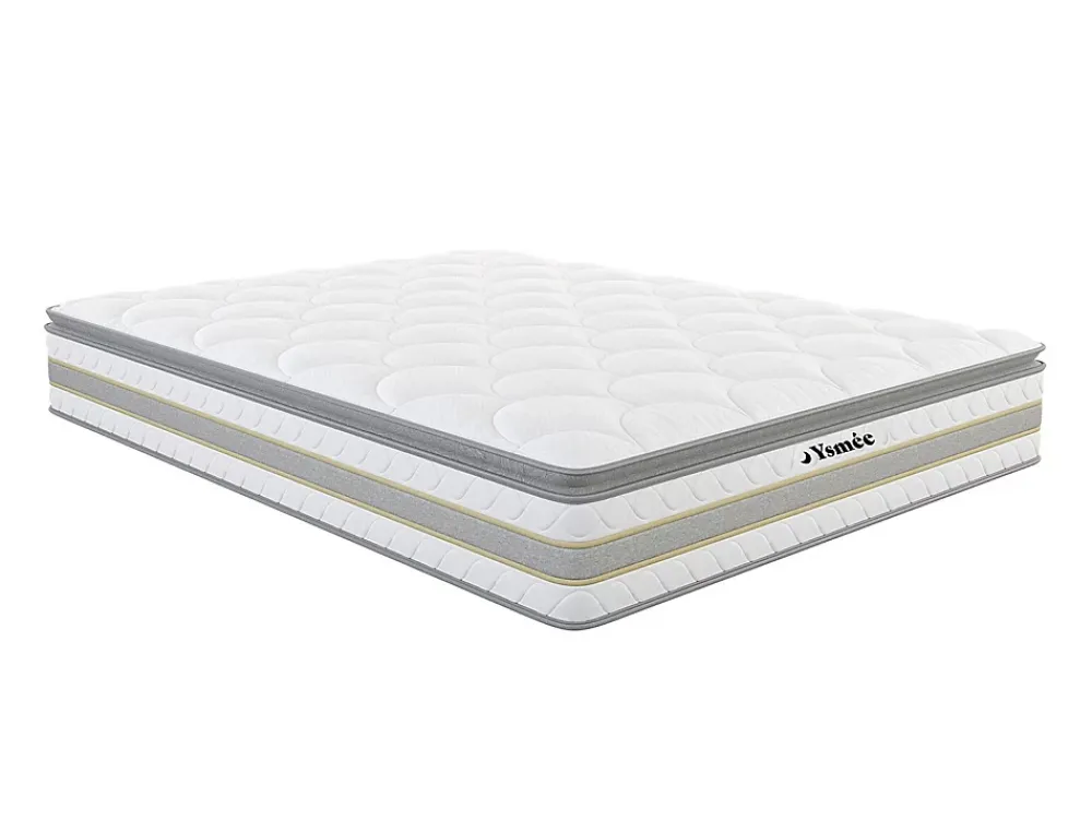 Vente-unique Ensemble 140 x 190 cm sommier coffre blanc + matelas ressorts ensachés et surmatelas intégré ép.29cm - CANTERBURY de YSMÉE* Ensemble Sommier Et Matelas