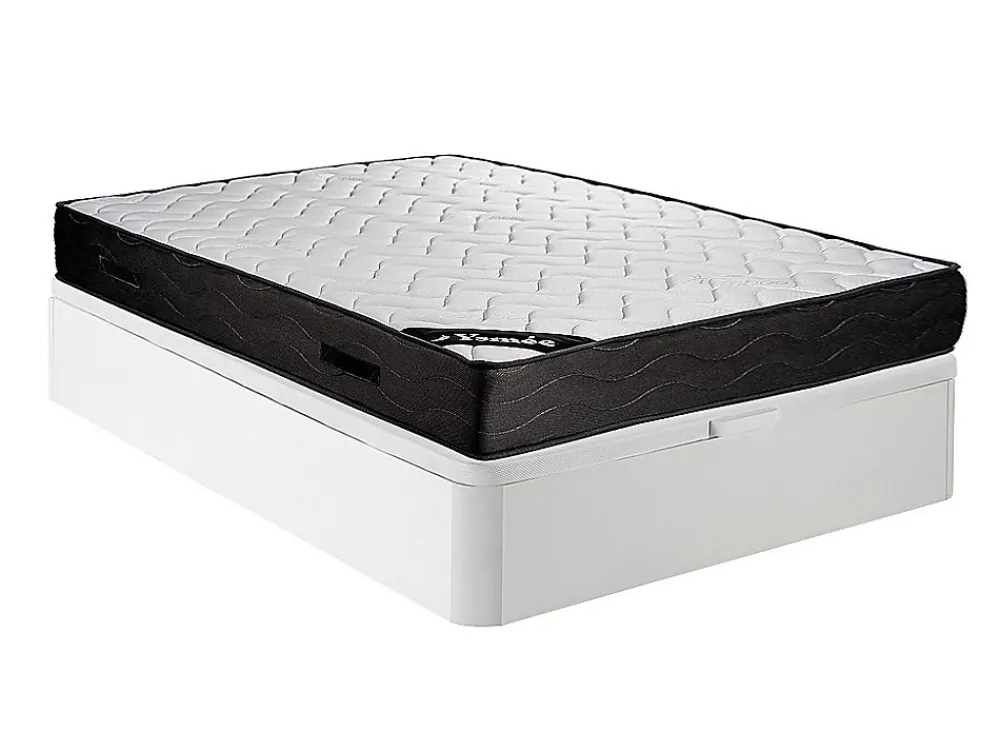 Ensemble 160 x 200 cm sommier coffre blanc + matelas ressorts ensachés 7 zones et mémoire de forme ép.24cm - MERISI de YSMÉE>Vente-unique Hot