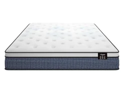 Ensemble 160 x 200 cm sommier coffre naturel clair + matelas ressorts ensachés 7 zones et accueil gel à mémoire de forme ép.23cm -><noscript><img width=
