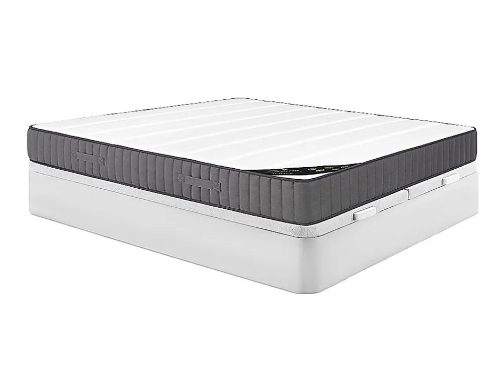 Vente-unique Ensemble 180 x 200 cm sommier coffre blanc + matelas hybride ressorts ensachés 7 zones et mousse haute résilience ép.26cm - AUDACE* Ensemble Sommier Et Matelas