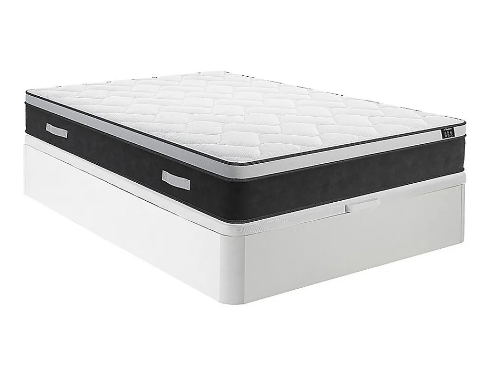 Ensemble 160 x 200 cm sommier coffre blanc + matelas hybride ressorts ensachés et mémoire de forme ép.25cm - ASTRIA Art Collection>Vente-unique Outlet