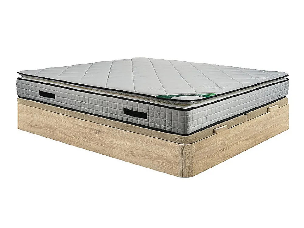 Ensemble 180 x 200 cm sommier coffre naturel clair + matelas mousse et coutil bambou ép.23cm - ADANA de NATUREA>Vente-unique Online
