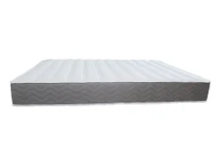 Ensemble 160 x 200 cm sommier coffre avec tiroir naturel clair + matelas mousse HD mémoire de forme et tissu 3D respirant ép.18cm><noscript><img width=