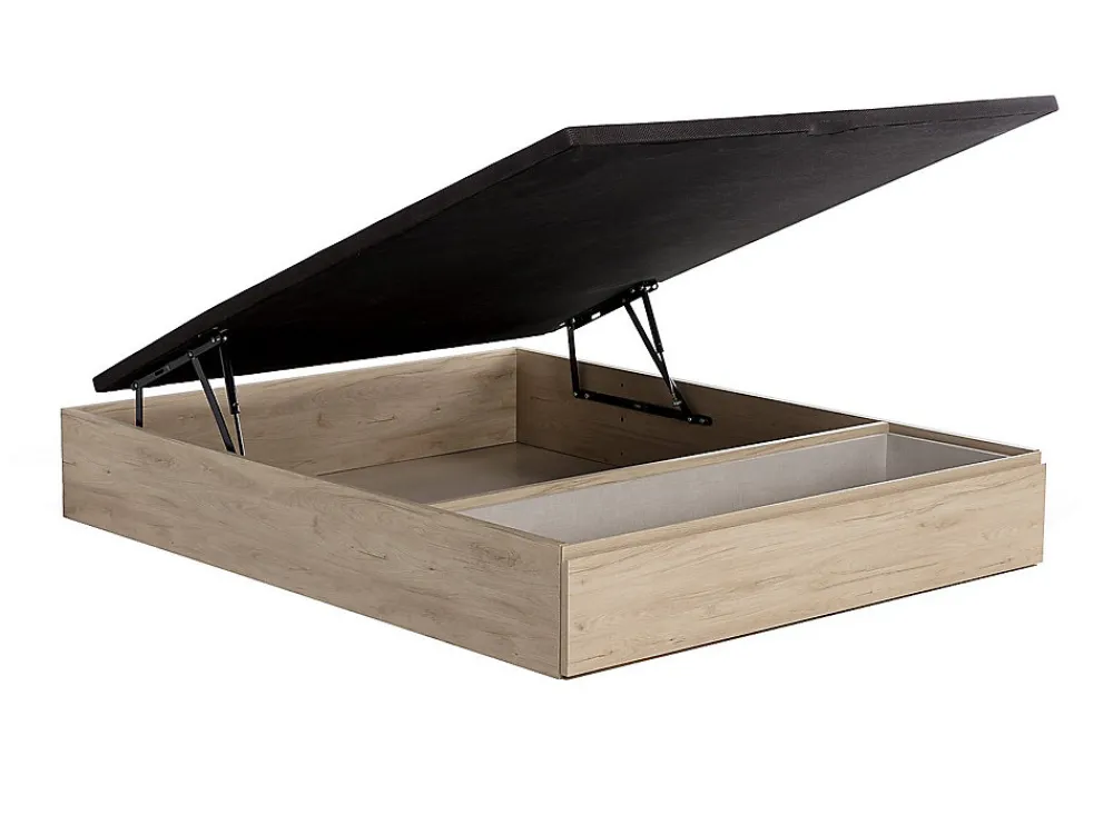 Ensemble 160 x 200 cm sommier coffre avec tiroir naturel clair + matelas mousse HD mémoire de forme et tissu 3D respirant ép.18cm>Vente-unique Best