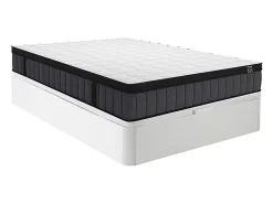 Vente-unique Ensemble 160 x 200 cm sommier coffre blanc + matelas hybride ressorts ensachés 7 zones et gel à mémoire de forme ép.25cm - TOLCA* Ensemble Sommier Et Matelas