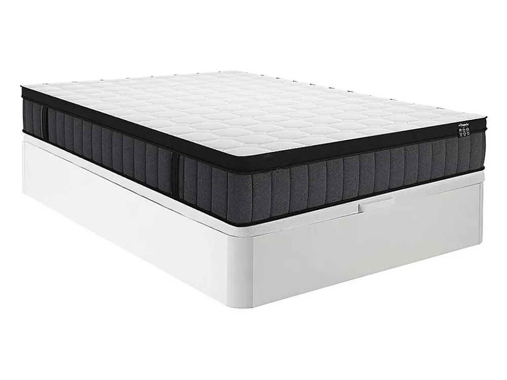 Vente-unique Ensemble 160 x 200 cm sommier coffre blanc + matelas hybride ressorts ensachés 7 zones et gel à mémoire de forme ép.25cm - TOLCA* Ensemble Sommier Et Matelas