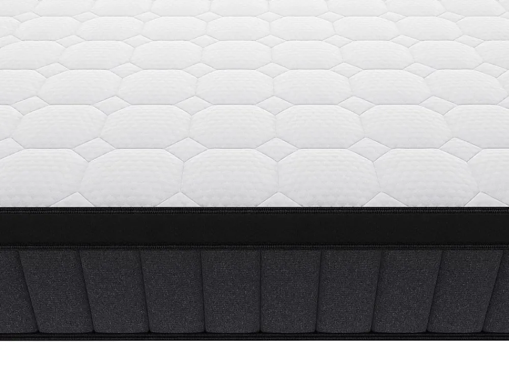 Vente-unique Ensemble 160 x 200 cm sommier coffre blanc + matelas hybride ressorts ensachés 7 zones et gel à mémoire de forme ép.25cm - TOLCA* Ensemble Sommier Et Matelas