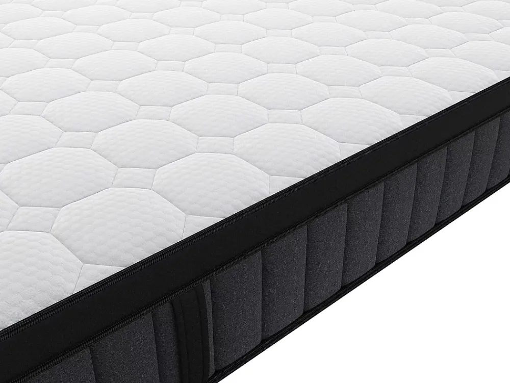 Vente-unique Ensemble 160 x 200 cm sommier coffre blanc + matelas hybride ressorts ensachés 7 zones et gel à mémoire de forme ép.25cm - TOLCA* Ensemble Sommier Et Matelas