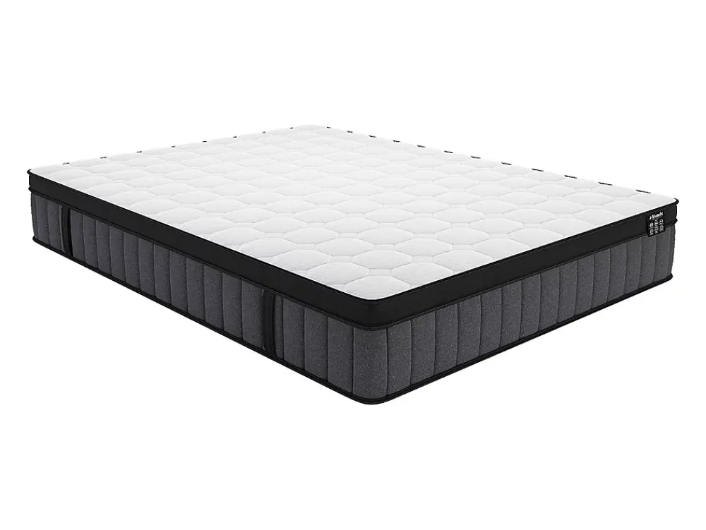 Vente-unique Ensemble 160 x 200 cm sommier coffre blanc + matelas hybride ressorts ensachés 7 zones et gel à mémoire de forme ép.25cm - TOLCA* Ensemble Sommier Et Matelas
