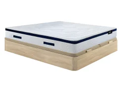 Ensemble 180 x 200 cm sommier coffre naturel clair + matelas hybride ressorts ensachés ép.30cm - MARQUIS de PALACIO>Vente-unique New