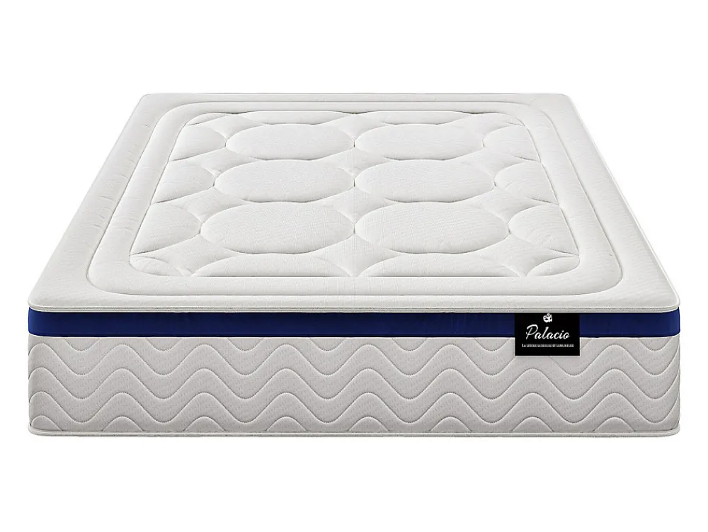 Ensemble 180 x 200 cm sommier coffre naturel clair + matelas hybride ressorts ensachés ép.30cm - MARQUIS de PALACIO>Vente-unique New