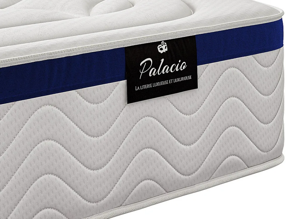 Ensemble 180 x 200 cm sommier coffre naturel clair + matelas hybride ressorts ensachés ép.30cm - MARQUIS de PALACIO>Vente-unique New
