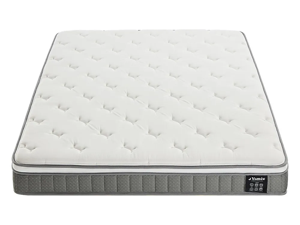 Vente-unique Ensemble 140 x 190 cm sommier coffre blanc + matelas ressorts ensachés et accueil mémoire de forme ép.21cm - VITOGO de YSMÉE* Ensemble Sommier Et Matelas
