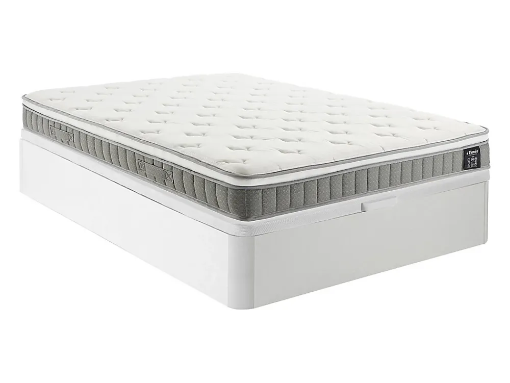 Vente-unique Ensemble 140 x 190 cm sommier coffre blanc + matelas ressorts ensachés et accueil mémoire de forme ép.21cm - VITOGO de YSMÉE* Ensemble Sommier Et Matelas