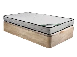 Ensemble 90 x 190 cm sommier coffre naturel clair + matelas mousse et coutil bambou ép.15cm - KANANI de NATUREA>Vente-unique Discount