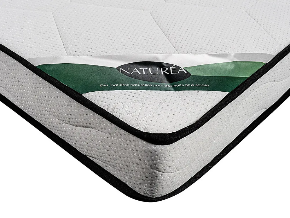Ensemble 90 x 190 cm sommier coffre naturel clair + matelas mousse et coutil bambou ép.15cm - KANANI de NATUREA>Vente-unique Discount