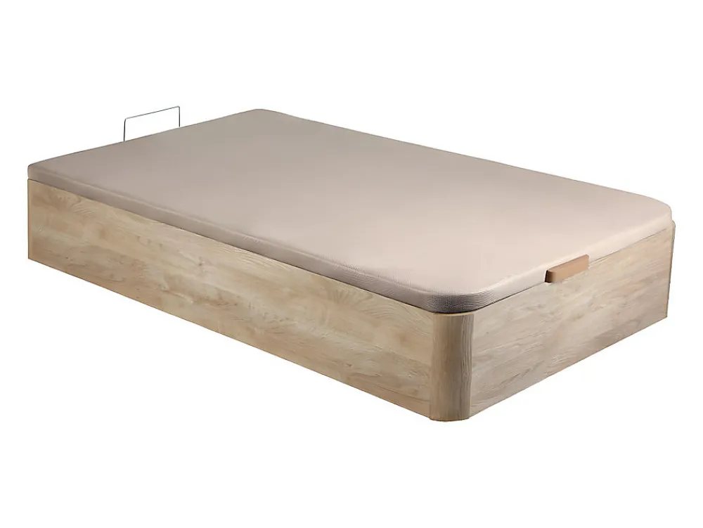 Ensemble 90 x 190 cm sommier coffre naturel clair + matelas mousse et coutil bambou ép.15cm - KANANI de NATUREA>Vente-unique Discount