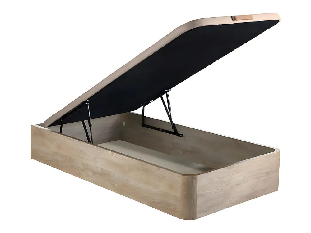 Ensemble 90 x 190 cm sommier coffre naturel clair + matelas mousse et coutil bambou ép.15cm - KANANI de NATUREA>Vente-unique Discount