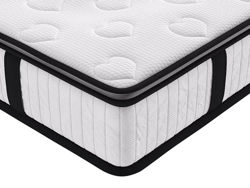 Vente-unique Ensemble 140 x 190 cm sommier coffre naturel clair + matelas ressorts ensachés surmatelas intégré ép.28cm - AMERICAN DREAM de* Ensemble Sommier Et Matelas