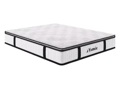 Vente-unique Ensemble 140 x 190 cm sommier coffre naturel clair + matelas ressorts ensachés surmatelas intégré ép.28cm - AMERICAN DREAM de* Ensemble Sommier Et Matelas