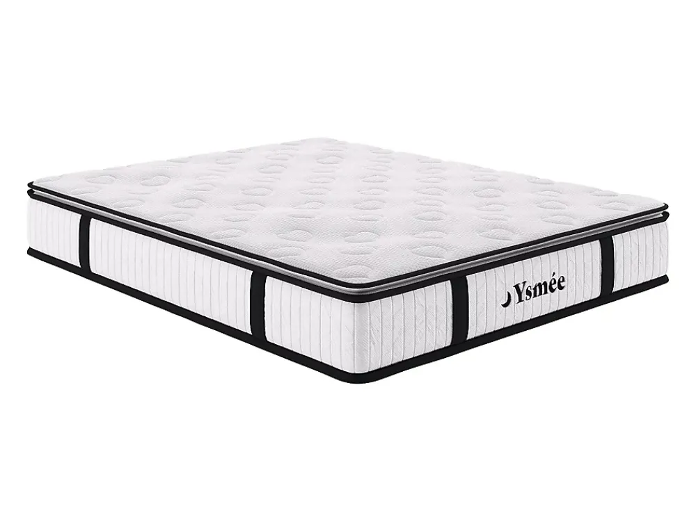Vente-unique Ensemble 140 x 190 cm sommier coffre naturel clair + matelas ressorts ensachés surmatelas intégré ép.28cm - AMERICAN DREAM de* Ensemble Sommier Et Matelas