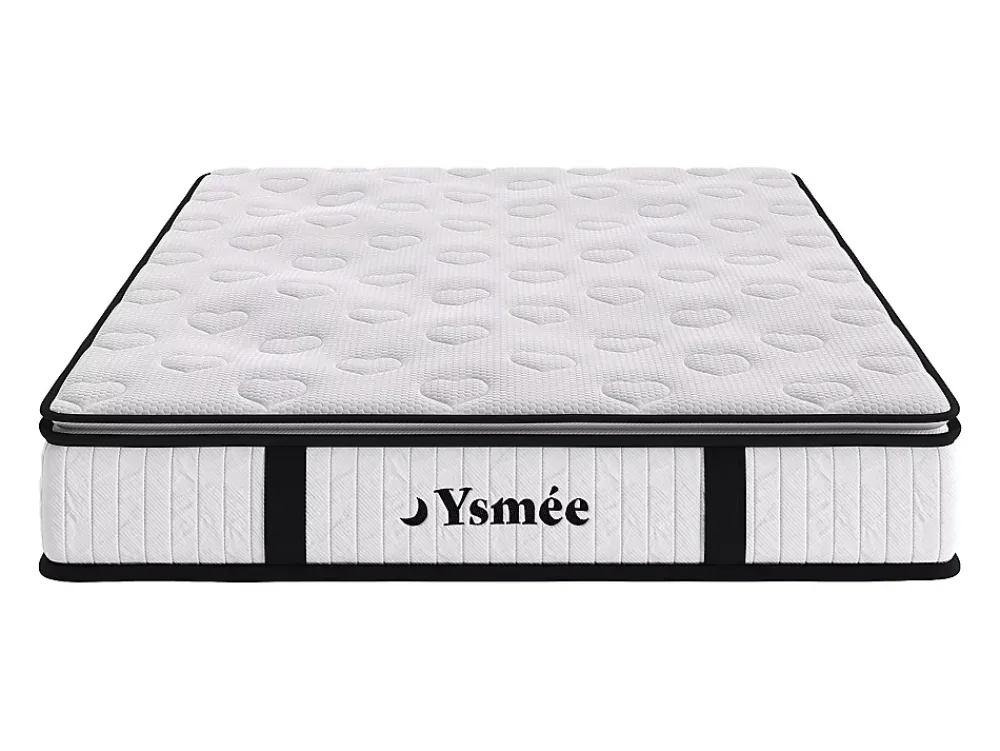 Vente-unique Ensemble 140 x 190 cm sommier coffre naturel clair + matelas ressorts ensachés surmatelas intégré ép.28cm - AMERICAN DREAM de* Ensemble Sommier Et Matelas