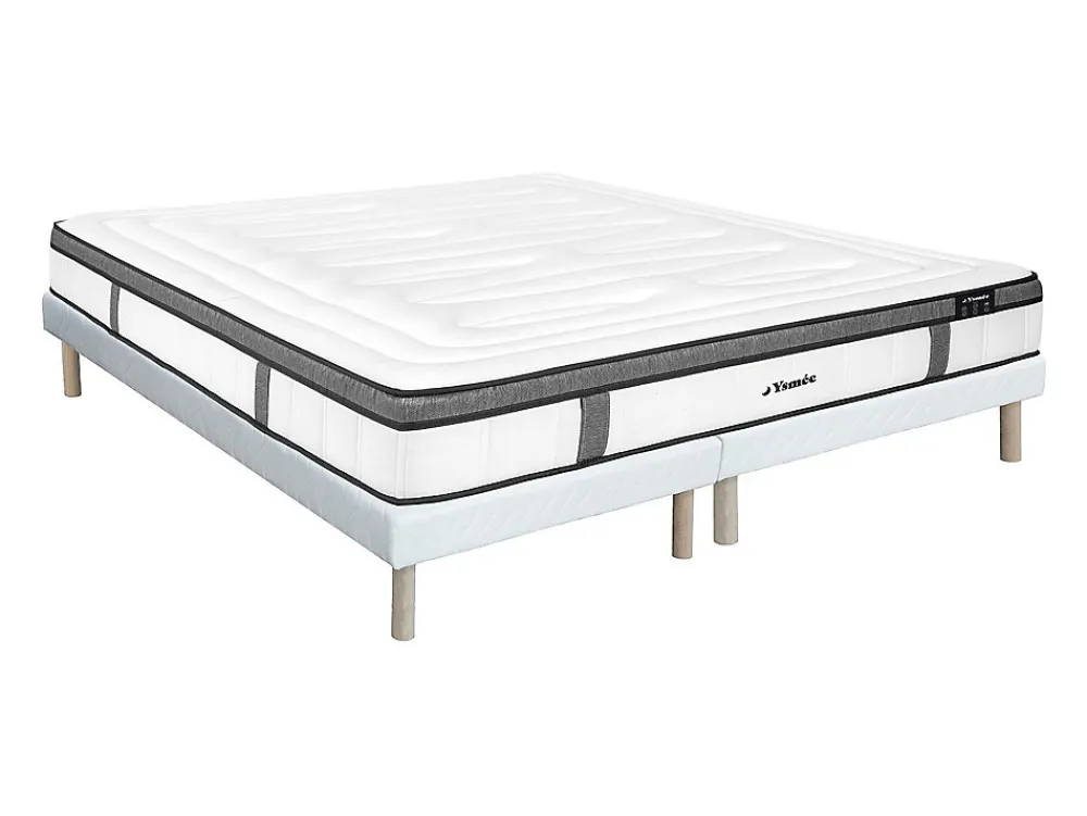 Ensemble 180 x 200 cm sommier tapissier + matelas hybride ressorts ensachés 7 zones et mémoire de forme ép.30cm - OLIANE de YSMÉE>Vente-unique Online