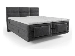 Ensemble complet boxspring tête de lit capitonnée + sommiers relaxation électrique + matelas + surmatelas - 2 x 80 x 200 cm -><noscript><img width=