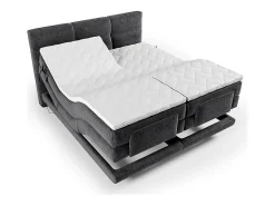 Ensemble complet boxspring tête de lit capitonnée + sommiers relaxation électrique + matelas + surmatelas - 2 x 80 x 200 cm -><noscript><img width=