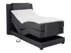 Ensemble complet boxspring tête de lit + sommiers relaxation électrique + matelas + surmatelas - 100 x 200 cm - Tissu - Anthracite>Vente-unique Clearance