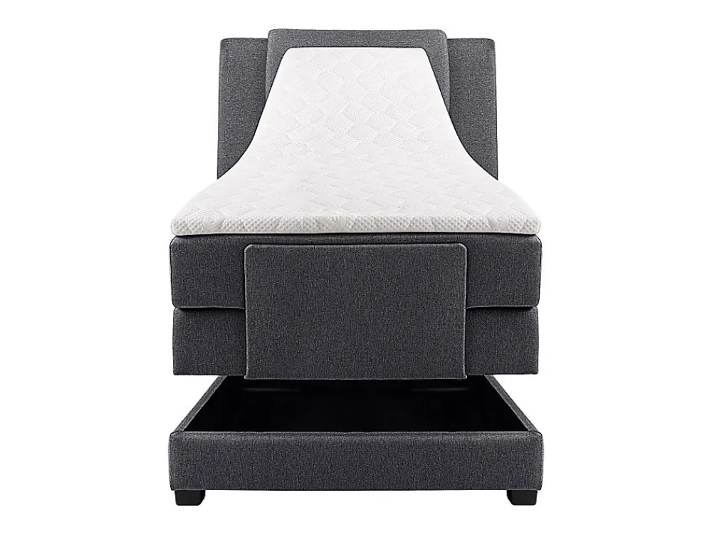 Ensemble complet boxspring tête de lit + sommiers relaxation électrique + matelas + surmatelas - 100 x 200 cm - Tissu - Anthracite>Vente-unique Clearance
