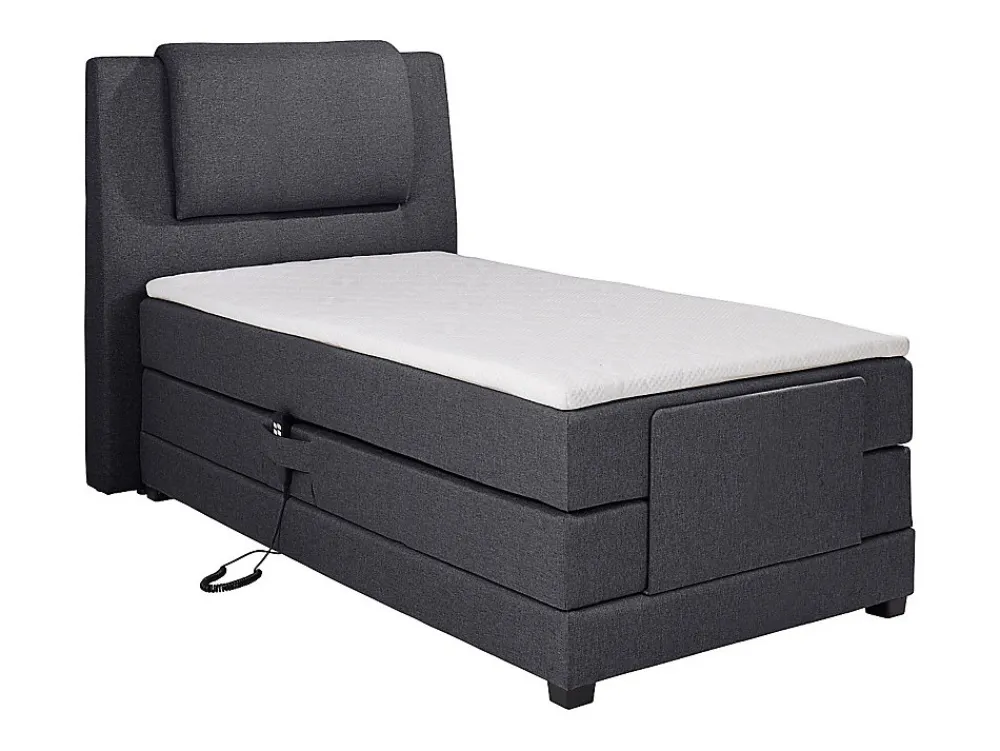 Ensemble complet boxspring tête de lit + sommiers relaxation électrique + matelas + surmatelas - 100 x 200 cm - Tissu - Anthracite>Vente-unique Clearance