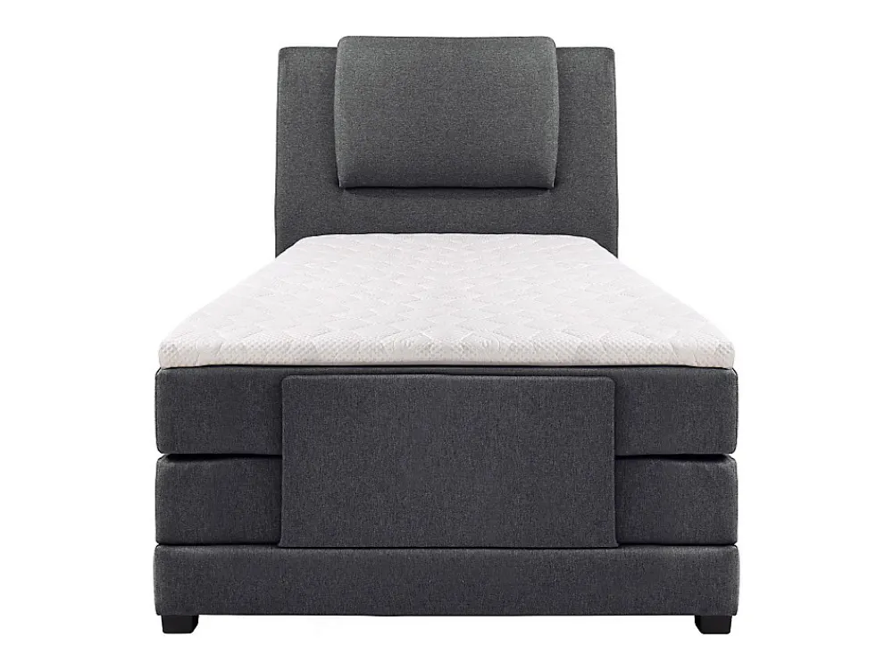 Ensemble complet boxspring tête de lit + sommiers relaxation électrique + matelas + surmatelas - 100 x 200 cm - Tissu - Anthracite>Vente-unique Clearance
