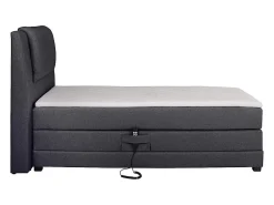 Ensemble complet boxspring tête de lit + sommiers relaxation électrique + matelas + surmatelas - 100 x 200 cm - Tissu - Anthracite><noscript><img width=