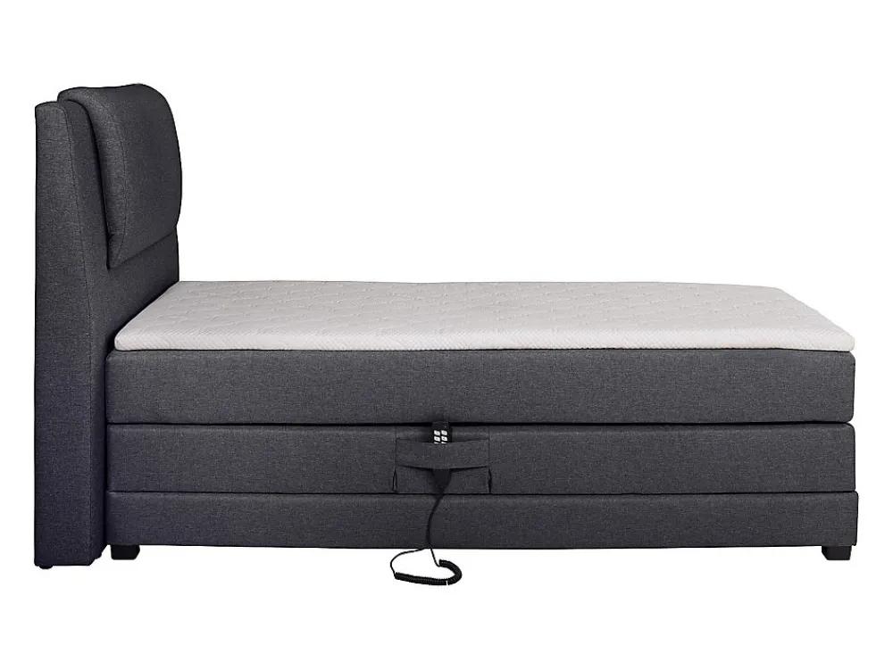Ensemble complet boxspring tête de lit + sommiers relaxation électrique + matelas + surmatelas - 100 x 200 cm - Tissu - Anthracite>Vente-unique Clearance
