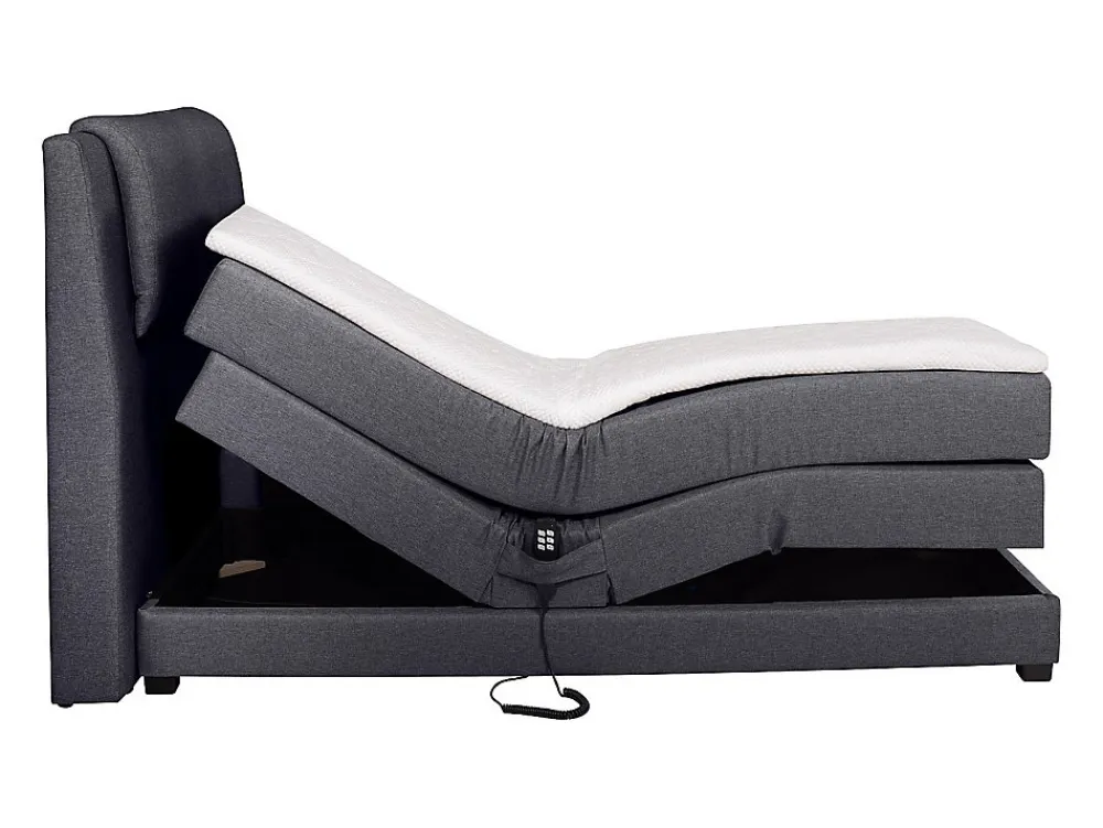 Ensemble complet boxspring tête de lit + sommiers relaxation électrique + matelas + surmatelas - 100 x 200 cm - Tissu - Anthracite>Vente-unique Clearance