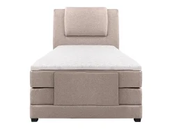 Ensemble complet boxspring tête de lit + sommiers relaxation électrique + matelas + surmatelas - 100 x 200 cm - Tissu - Beige -><noscript><img width=