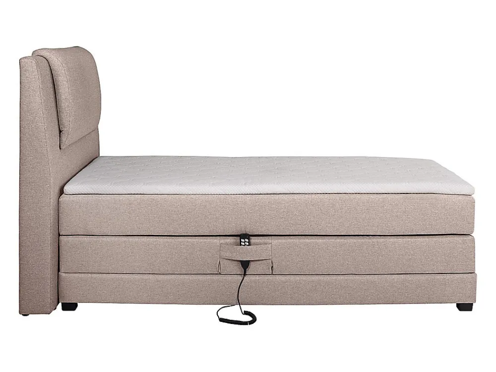 Ensemble complet boxspring tête de lit + sommiers relaxation électrique + matelas + surmatelas - 100 x 200 cm - Tissu - Beige ->Vente-unique Clearance