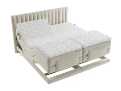 Vente-unique Ensemble complet boxspring tête de lit coutures verticales + sommiers relaxation électrique + matelas + surmatelas - 2 x 90 x 200* Lit Double
