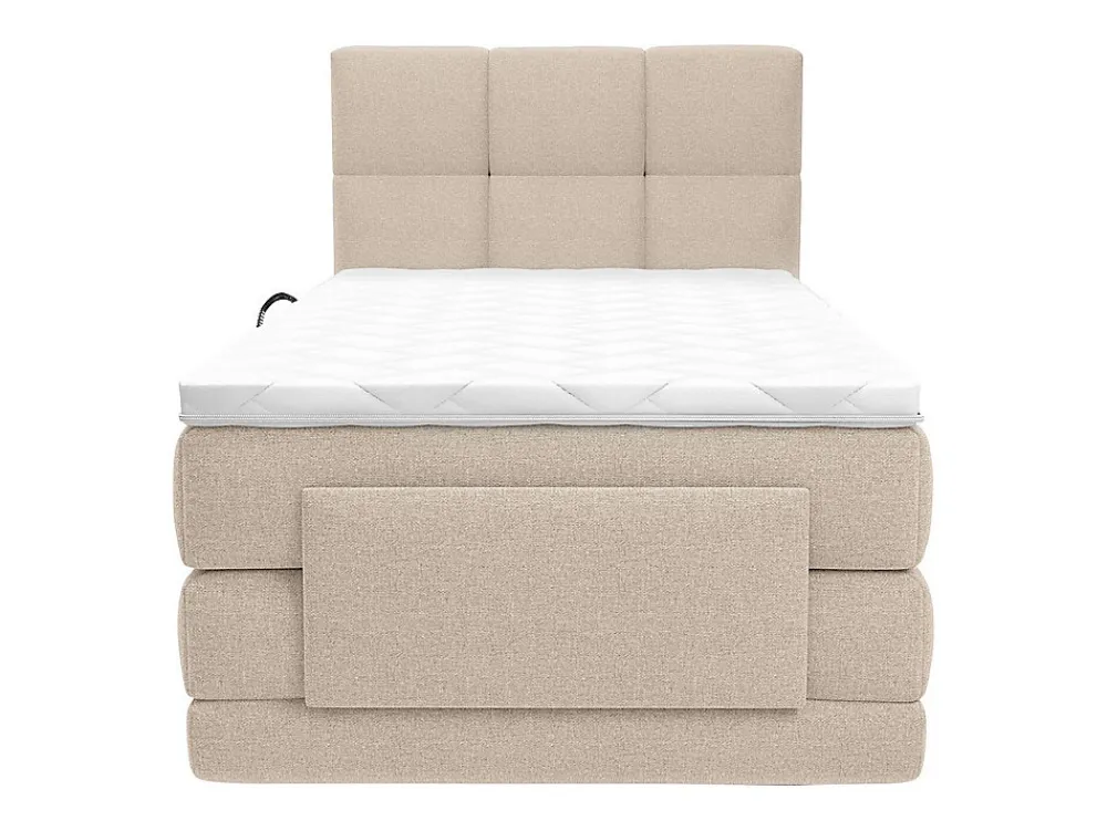 Ensemble complet boxspring tête de lit capitonnée + sommiers relaxation électrique + matelas + surmatelas - 100 x 200 cm - Tissu ->Vente-unique Best