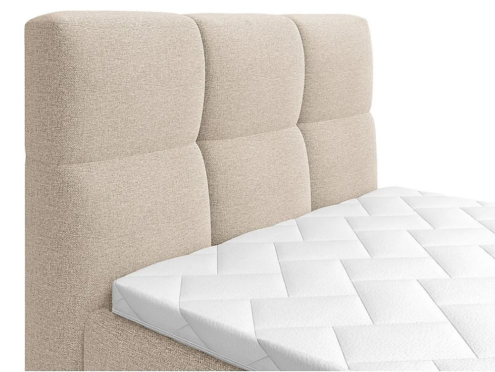 Ensemble complet boxspring tête de lit capitonnée + sommiers relaxation électrique + matelas + surmatelas - 100 x 200 cm - Tissu ->Vente-unique Best