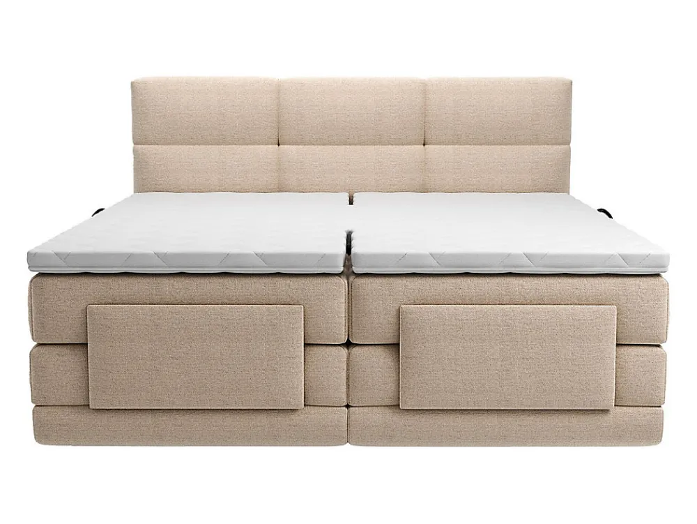 Ensemble complet boxspring tête de lit capitonnée + sommiers relaxation électrique + matelas + surmatelas - 2 x 80 x 200 cm ->Vente-unique Best
