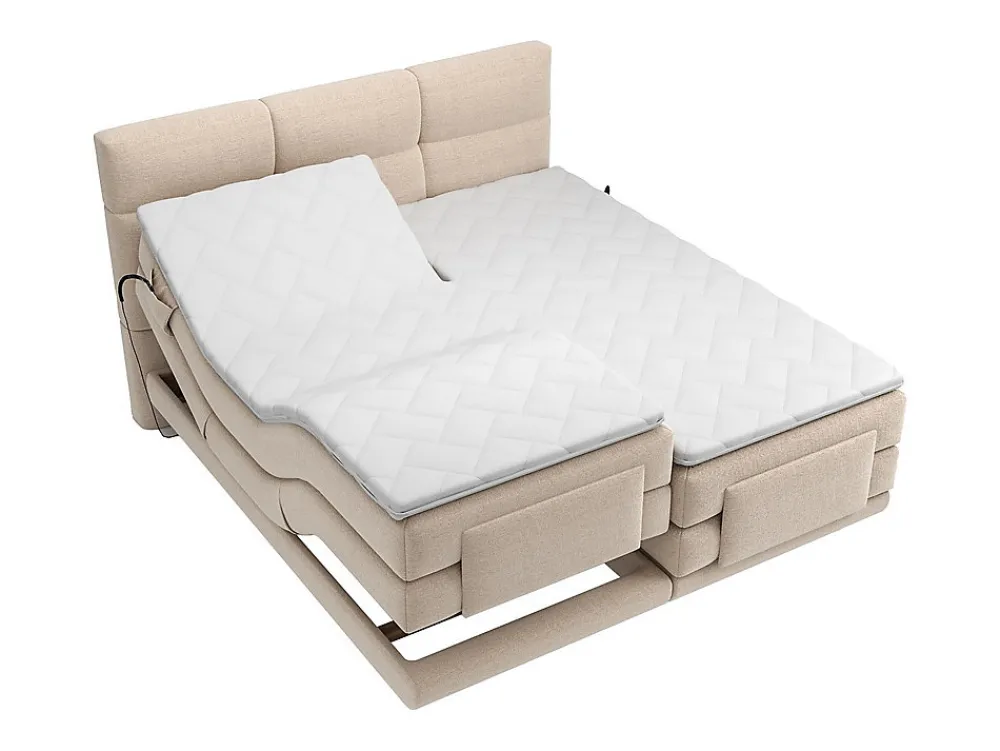 Ensemble complet boxspring tête de lit capitonnée + sommiers relaxation électrique + matelas + surmatelas - 2 x 80 x 200 cm ->Vente-unique Best
