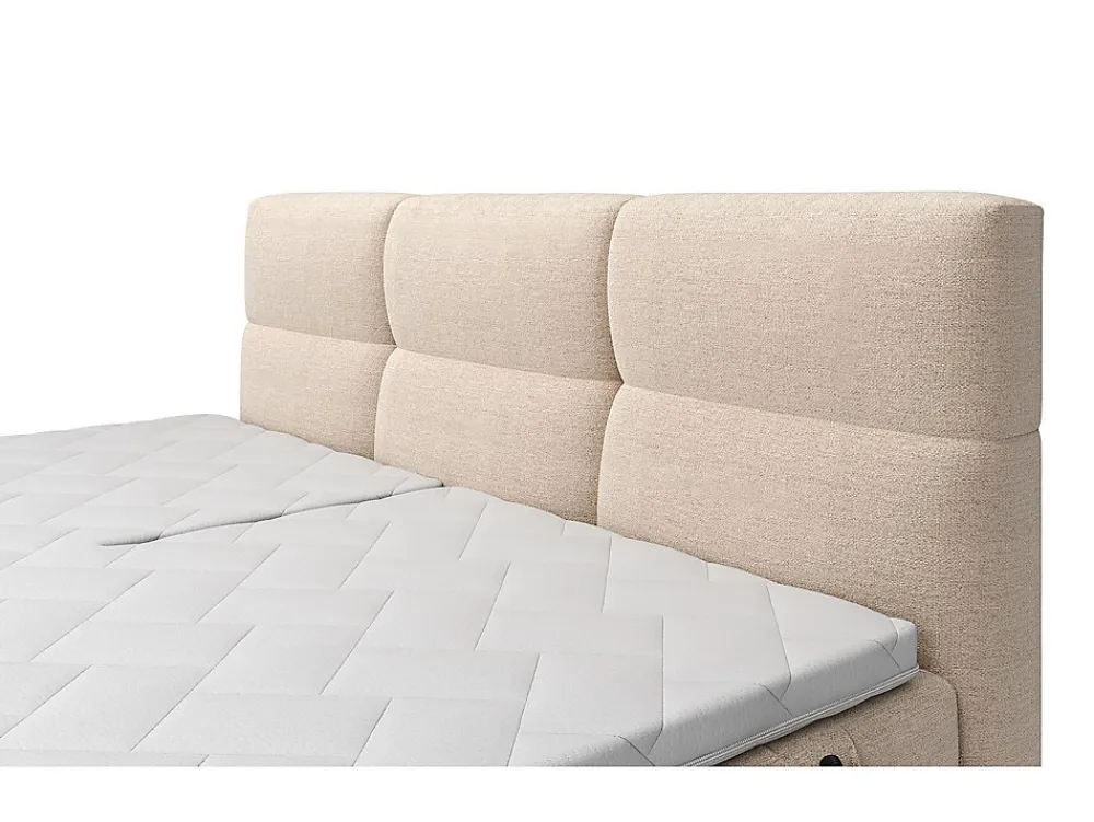 Ensemble complet boxspring tête de lit capitonnée + sommiers relaxation électrique + matelas + surmatelas - 2 x 80 x 200 cm ->Vente-unique Best