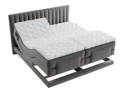 Ensemble complet boxspring tête de lit coutures verticales + sommiers relaxation électrique + matelas + surmatelas - 2 x 90 x 200><noscript><img width=